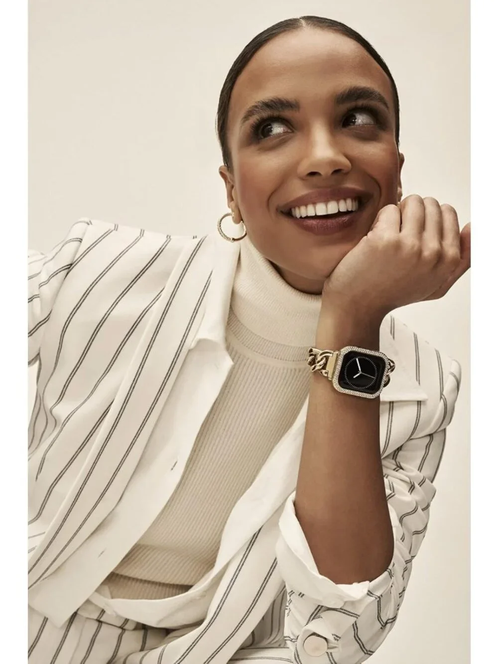 Stylish Adjustable Chain Bracelet for Apple Watch, Secure Replacement Band, Fits